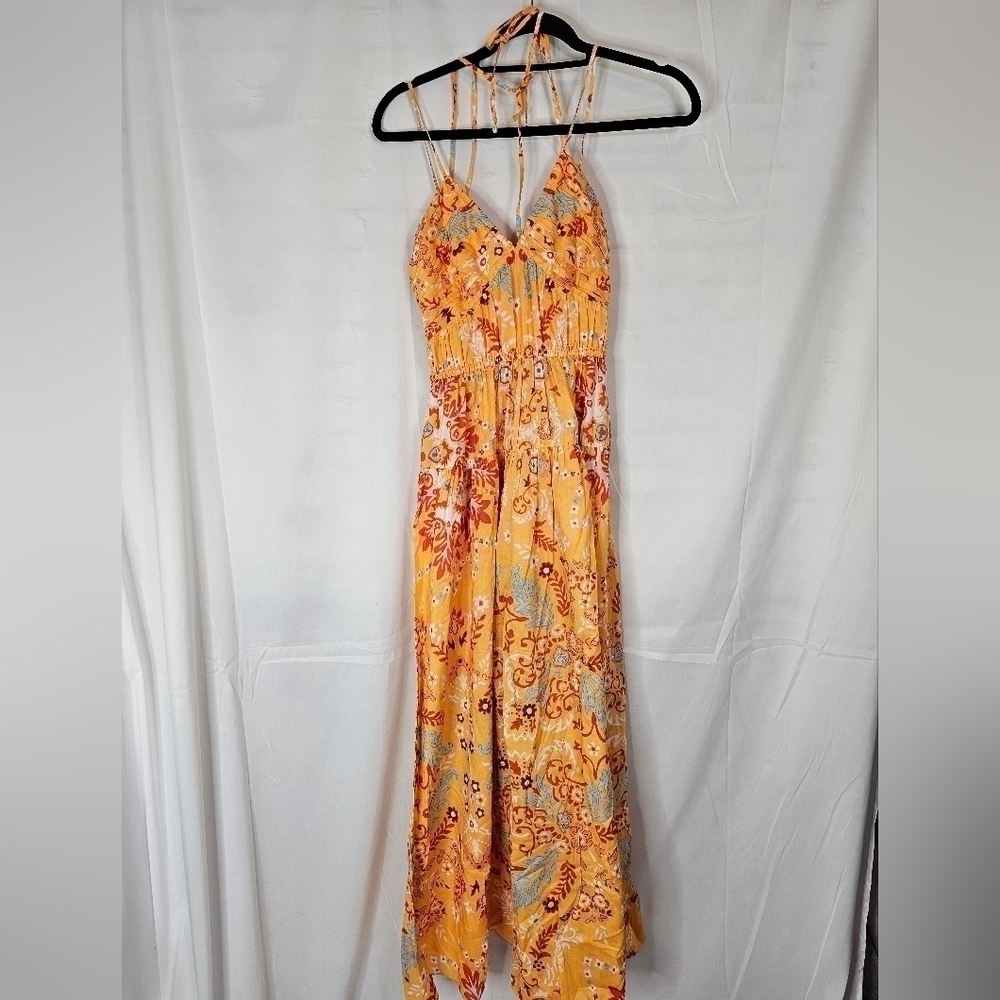 DEREK Lam 10 Crosby size 2 orange paisley maxi dress with halter NWOT - Picture 2 of 9